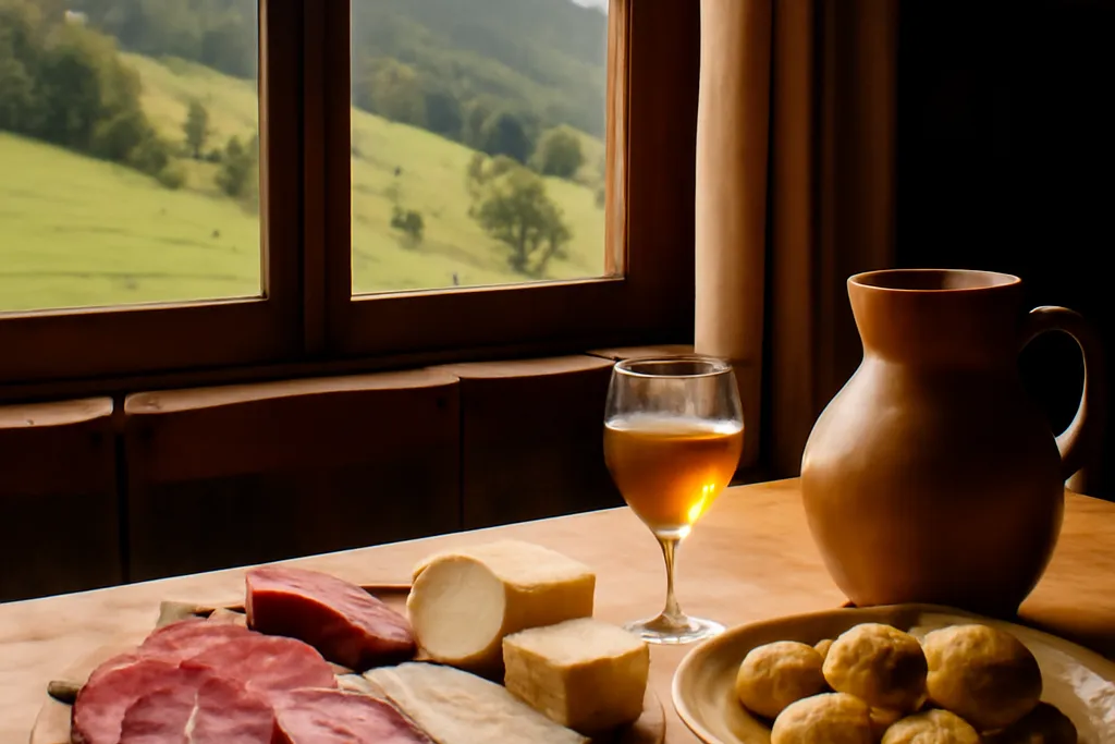 Repas servi dans une ferme-auberge des Vosges
