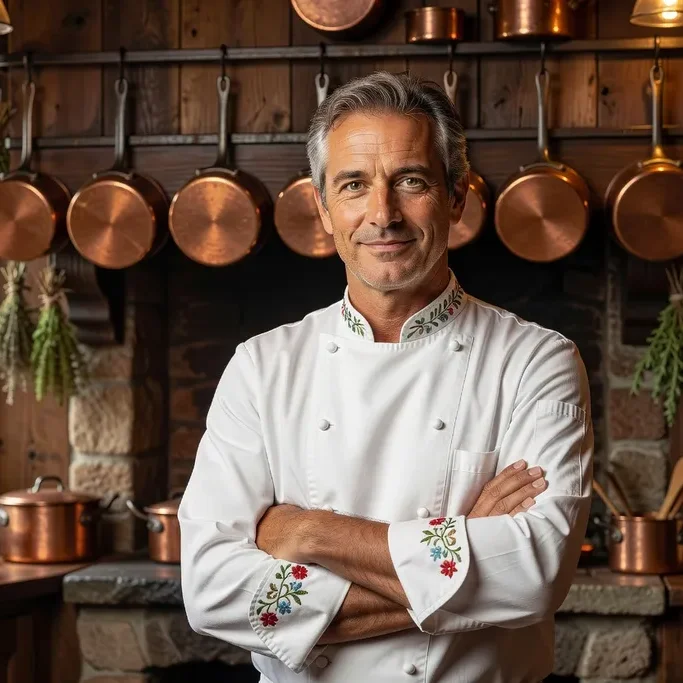 Portrait de Marc Braun, chef alsacien, dans la cuisine de L’Estaminet Alsacien à Strasbourg
